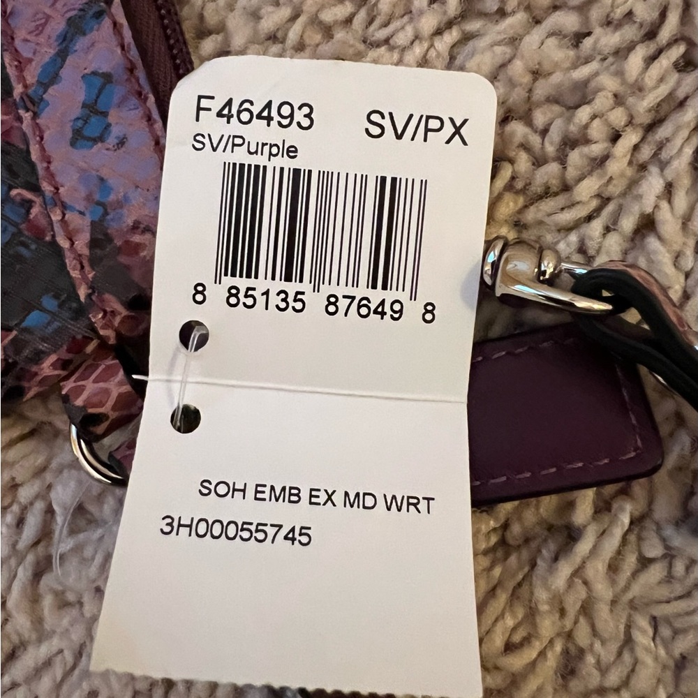 Coach leather patton purple/black snakeskin print wristlet - Picture 8 of 8